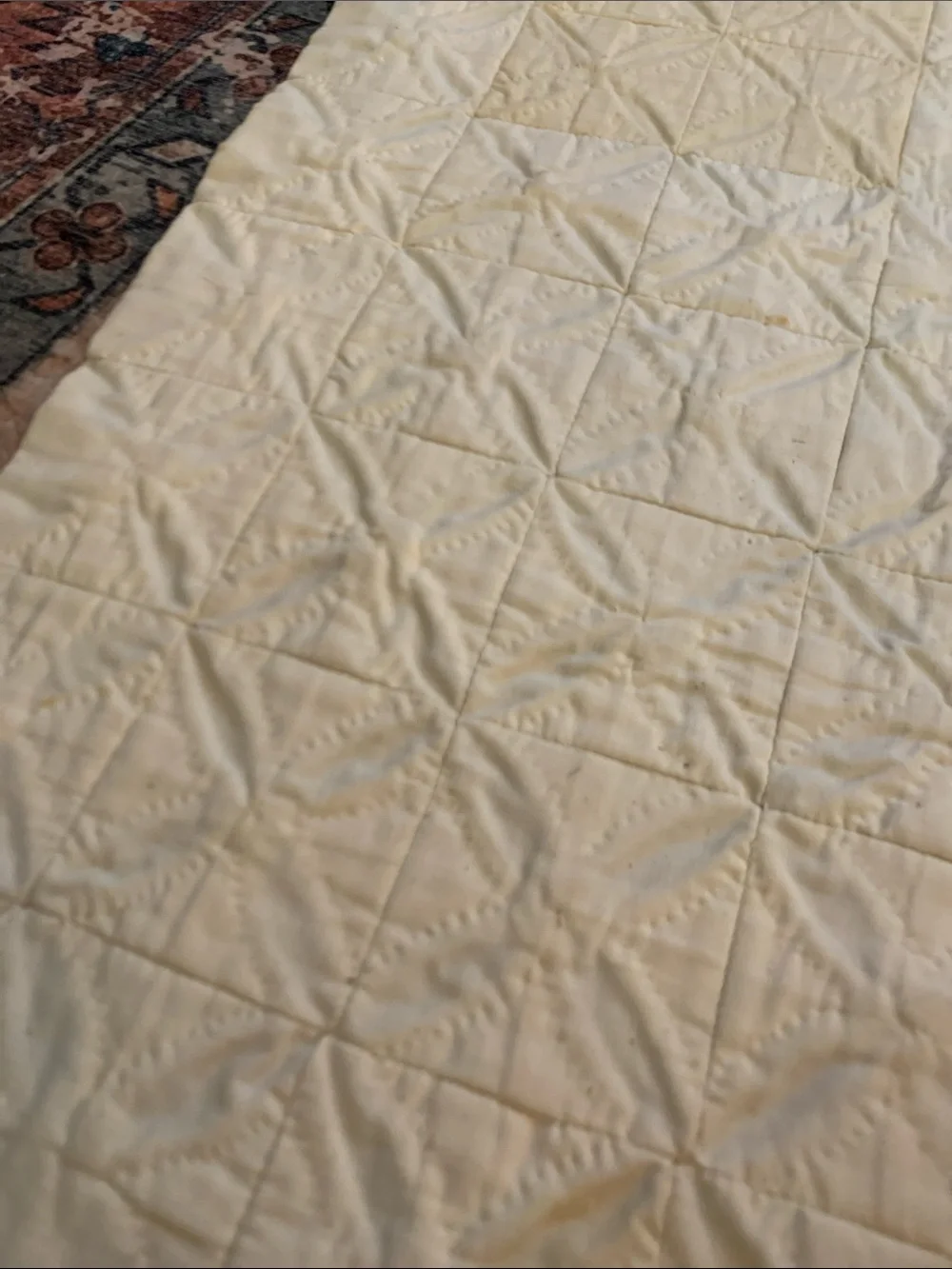 Beautiful vintage Handmade homemade quilted table runner